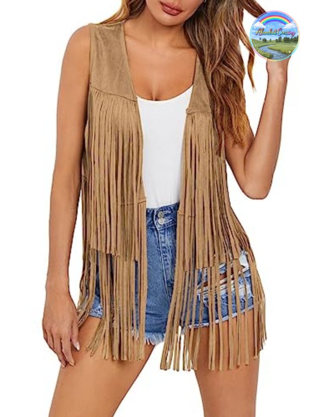 Faux Suede Fringe Vest 70s Hippie Cowgirl Western Sleeveless Tassel Outerwear